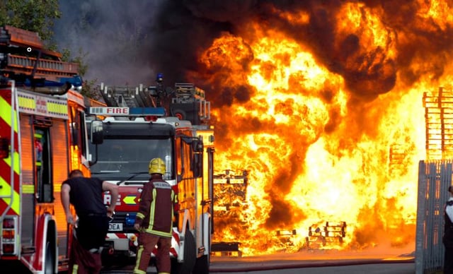 File picture shows South Yorkshire fire fighters in action