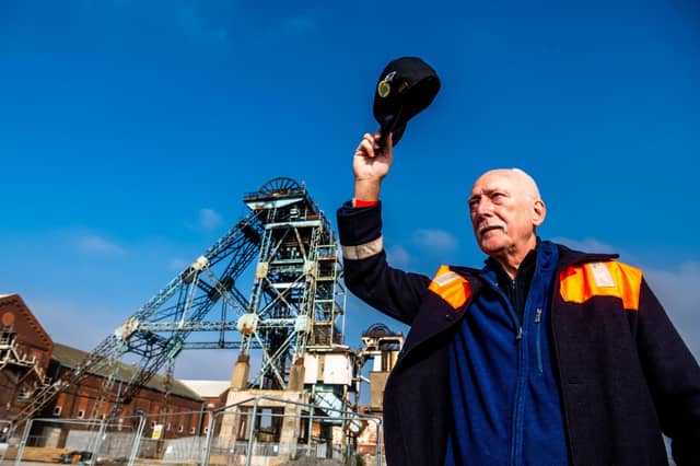 Miners gathered at the site of the former Hatfield Colliery.