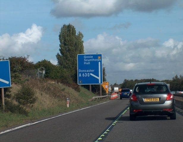 Traffic at a standstill on the M18 at Doncaster due to a vehicle fire.