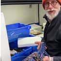 Martyn Pippard discovered a bright blue lobster in his haul of fresh fish.