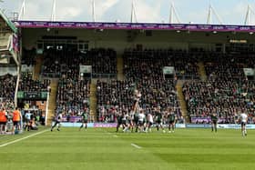 A general view of Franklins Gardens during the Gallagher Premiership Rugby match between Northampton Saints and Saracens at Franklin's Gardens on April 15, 2023 in Northampton, England. (Photo by David Rogers/Getty Images)