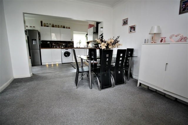 The spacious dining area within the open plan scheme.