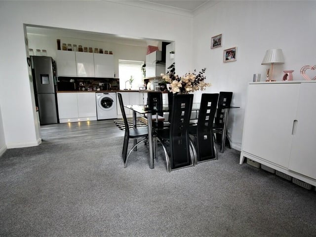 The spacious dining area within the open plan scheme.