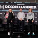 Rhiannon Dixon and Terri Harper with Matchroom's Frank Smith. Pic By Dave Thompson Matchroom