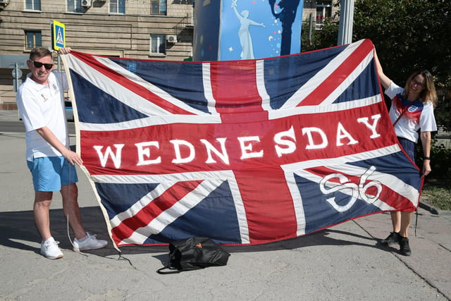 Wednesday supporters arrive at the fanfest in Volgograd, Russia, ahead of England's opening game of the 2018 FIFA World Cup against Tunisia.