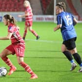 Lindsey Tugby in action against Long Eaton United. Photo: Julian Barker