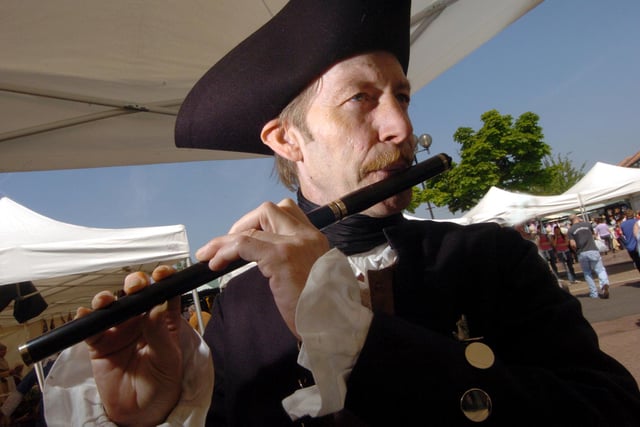 Tony Westran played a wooden flute similar to those popular in 1775 at Doncaster Market in 2007