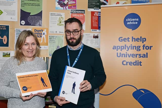 Kasia Fabis, volunteer and James Woods, development officer, pictured at Mexborough Citizens Advice Bureau. Picture: NDFP-25-02-20 CAB Uniform 1-NMSY