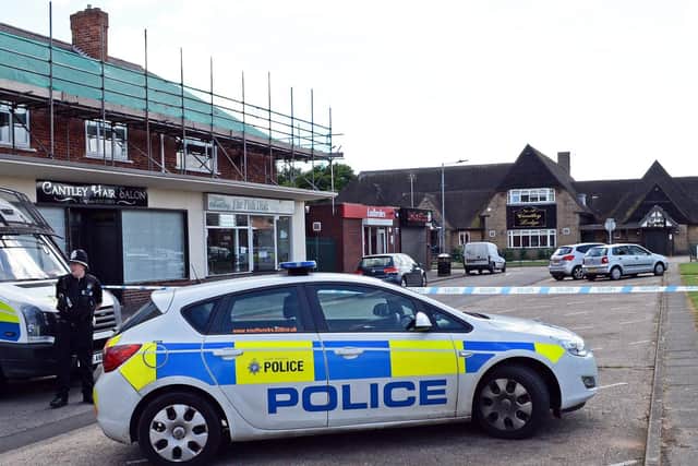 Police cordon around the shops and Palfrey's Lodge, Cantley, between Everingham road and Acacia Road after an alledged shooting incident in 2017. Picture: Marie Caley NDFP Cantley Incident MC 4