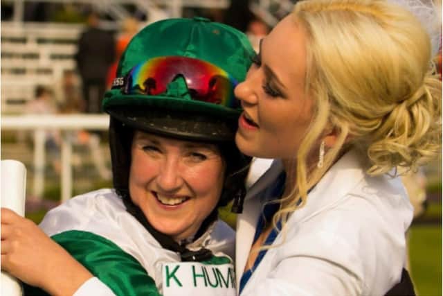 Kerry hugs her mum Leanne after the 2015 race.