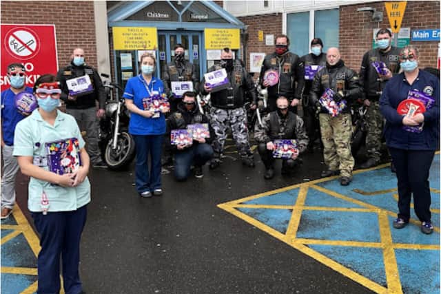 Bikers delivered treats to Doncaster Royal Infirmary.