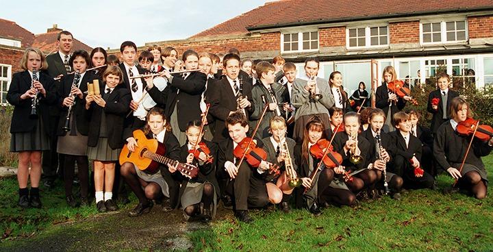 The Armthorpe Comprehensive School musicians who were to form part of the World's Largest Orchestra... November 1996