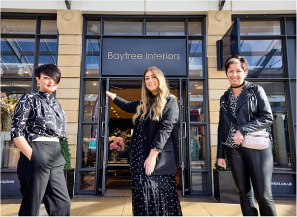 Faye Bater and Sophie Rusby of Baytree Interiors with Di Rodgers, Lakeside Village’s centre manager.