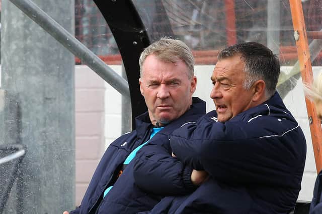 John Sheridan and Glyn Snodin (right) pictured with John Sheridan during their time in charge at Chesterfield. Photo: Howard Roe/AHPIX.COM.