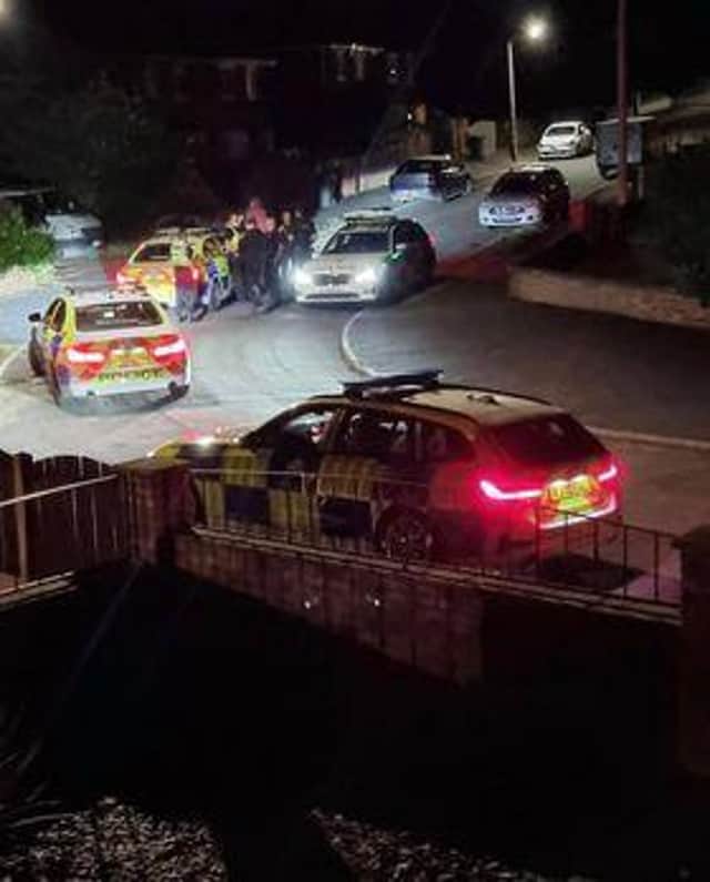 Police cars involved in a n incident in Askerin in the early hours of this morning (September 14)