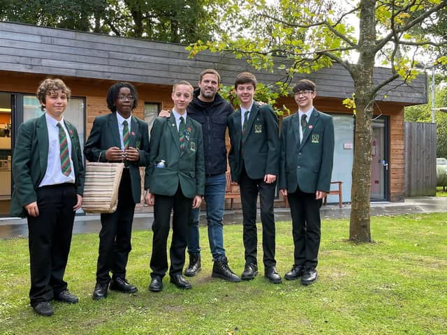 4Schools previous competition winners with Hollyoaks star Jamie Lomas