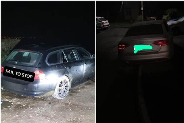 South Yorkshire Police chased one car into fields where they found drugs and cash.