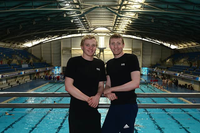 Max (right) and Joe Litchfield at Ponds Forge Swimming Centre. Picture: Scott Merrylees