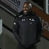 All smiles for Darren Moore during the win over Burton Albion. Picture: Craig Brough/AHPIX
