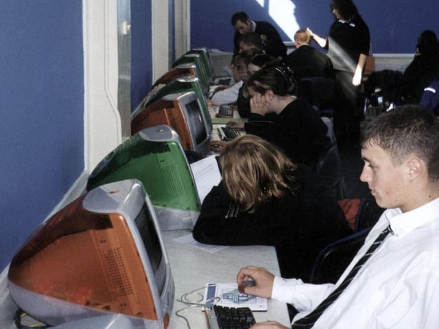 The changing times of schooldays - Adwick School pupils pictured with their new Imac computers in 1999