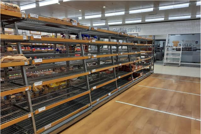The bread aisle at Sainsbury's in Edenthorpe was emptied by shoppers.