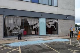 The aftermath of the riot at the Holiday Inn Express in Manvers.