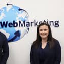 Former apprentices and now staff members at MultiWebMarketing Kieren Bates, Studio Team Leader, and Emma Feetham, Content Marketing Executive