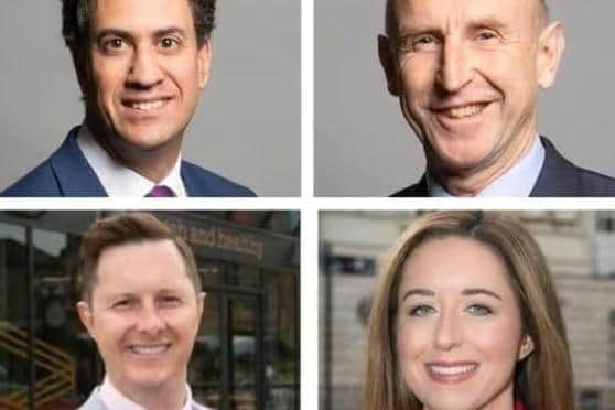 Doncaster MPs, clockwise from top left, Ed Miliband, John Healey, Sally Jameson and Lee Pitcher.