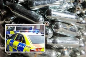 Police gave chase after a man was spotted inhaling from a balloon in Doncaster city centre.
