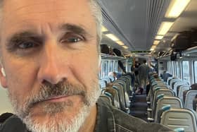 Curtis actually on his way to London on the train.