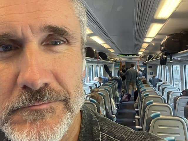 Curtis actually on his way to London on the train.