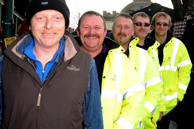 (l-r) Doncaster Council workers John Charter, Philip Rowe, Paul Wilson, Martin Gardner, and Paul Winnard have raised over £600 for Movember in 2013
