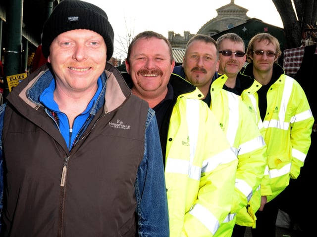 (l-r) Doncaster Council workers John Charter, Philip Rowe, Paul Wilson, Martin Gardner, and Paul Winnard have raised over £600 for Movember in 2013