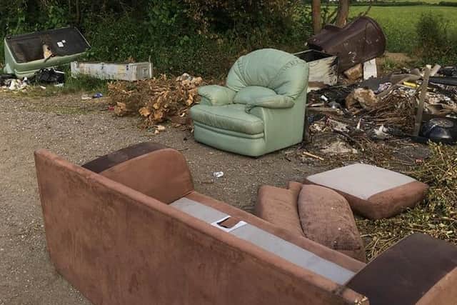 Sofas and a chair dumped near a farm in Conisbrough.