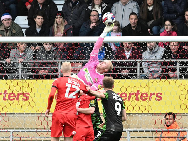 Pulled off a good save to deny Regan Hendry in the first half before saving well from Kane Hemmings at close range in the second period and pushing a Brad Walker strike onto the bar. Made another good stop from close range in injury time to preserve a much-needed clean sheet.