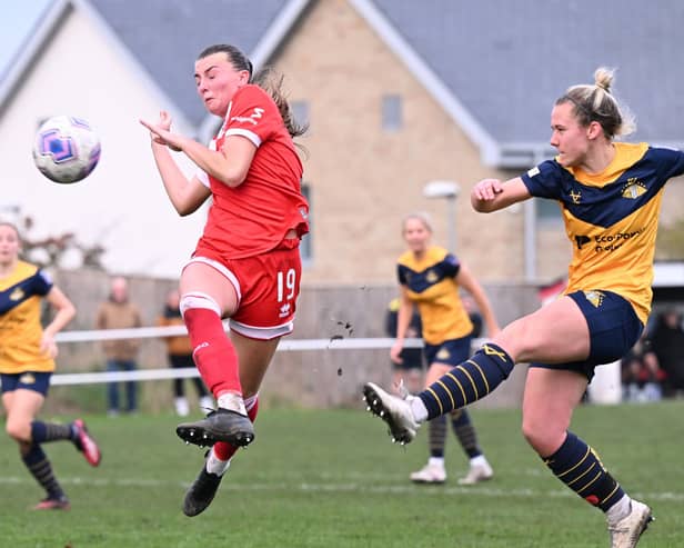 Picture Howard Roe/AHPIX LTD, Football,WPL 
Doncaster Rovers Belles v Middlesborough;
10/11/2024  2.0pm; Denaby Main;
Belles Jasmine Saxton opens the scoring against Middlesborough