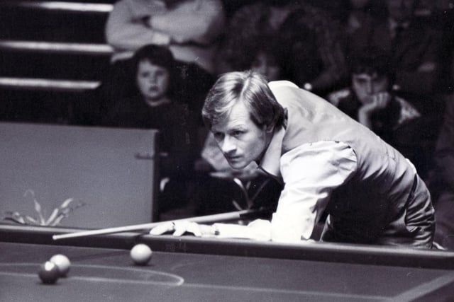 The late, great Alex ‘Hurricane’ Higgins appearing at the Crucible back in 1979.