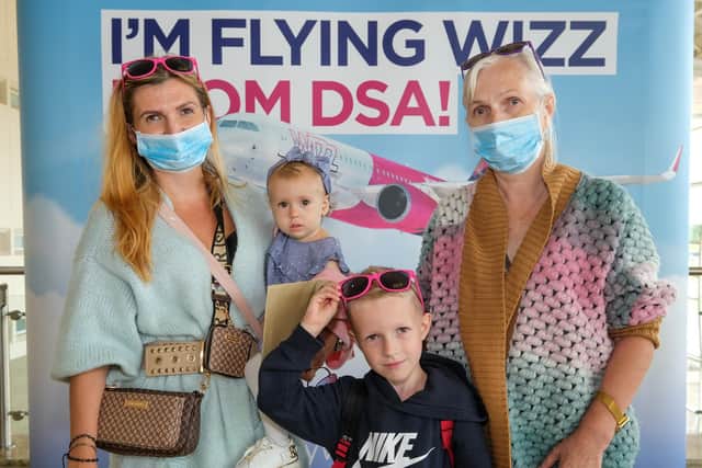 Wizz Air passengers leave Doncaster Sheffield Airport for Poznan as flights begin again