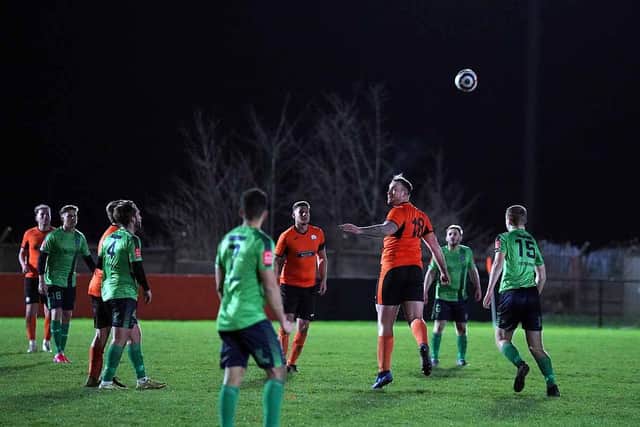 Action from Harworth Colliery’s win over AFC Bentley last week. Photo: John Mushet