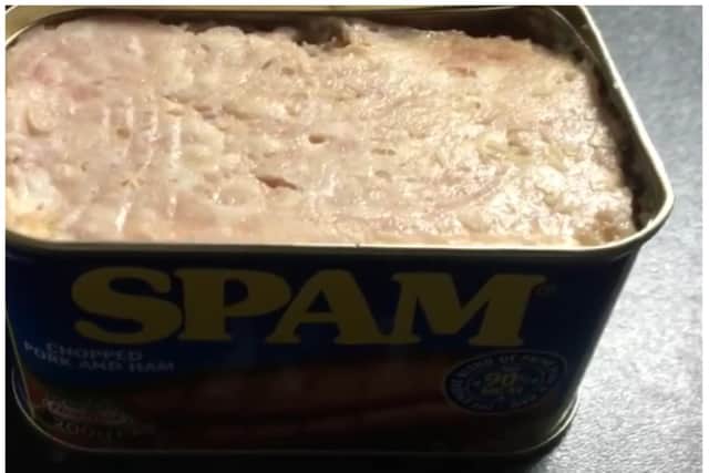The woman shopper says her tin of Spam was covered in maggots.