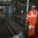 Rail line flooding.