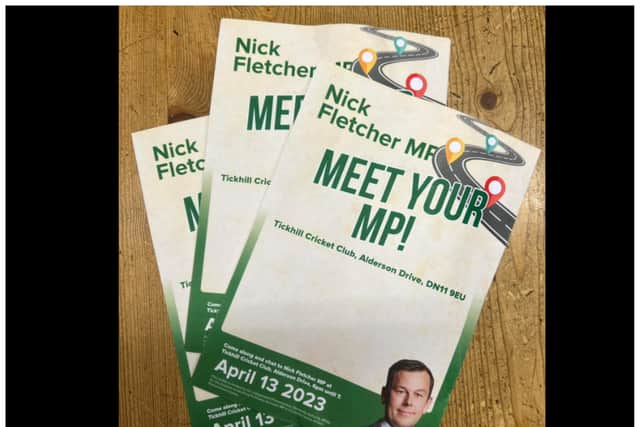 Nick Fletcher says the green design of the leaflets, which do not mention he is Conservative, was "deliberate"