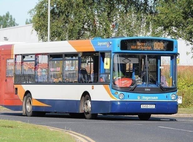 A stock image of a Stagecoach bus.