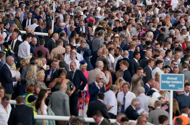 A large crowd on day three of the festival at Doncaster Racecourse. Photo by Alan Crowhurst/Getty Images