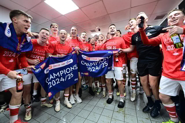 The Rovers dressing room after winning League Two.