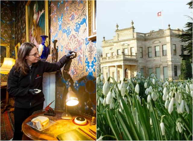 Doncaster's historic Brodsworth Hall is being spruced up using milk and bread cleaning techniques. (Photos: English Heritage).