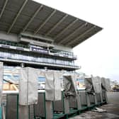 A general view of empty bookmaker stands at Doncaster Racecourse. Photo: Getty