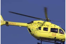 The air ambulance has been reported at the scene in Warmsworth tonight.