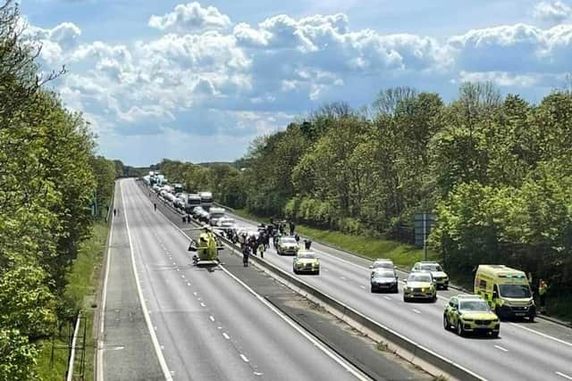 The A1 was closed in both directions near Doncaster following the smash.