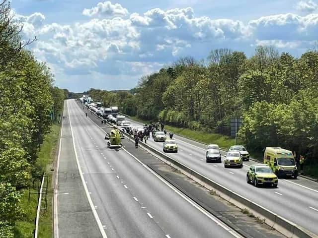 The A1 was closed in both directions near Doncaster following the smash.